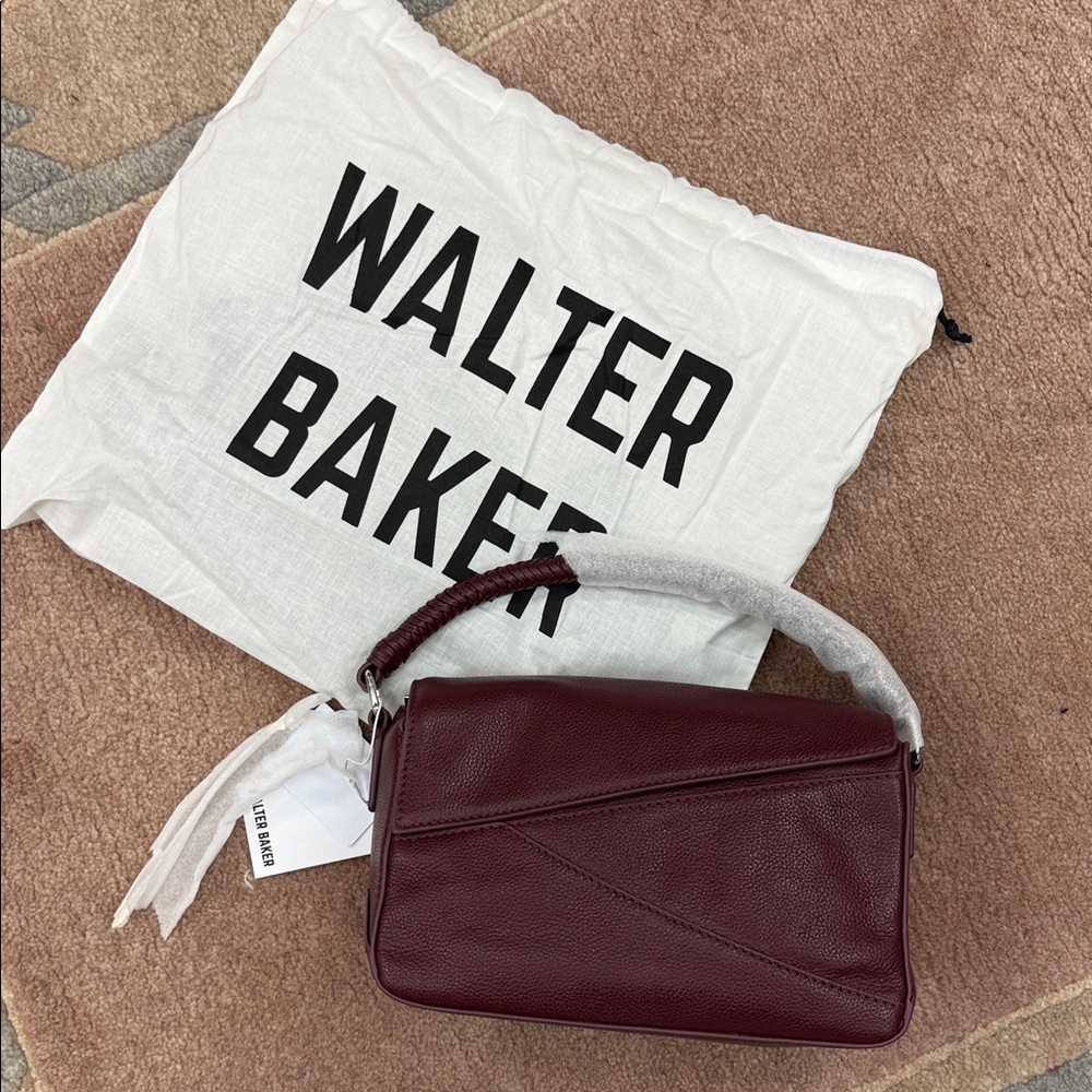 Walter Baker Jagger Leather Crossbody Bag Black Jam / Burgundy NWT - Picture 3 of 3